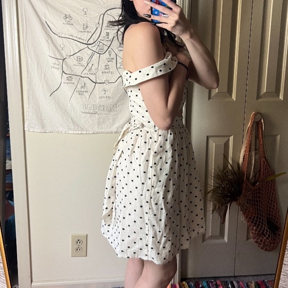 WAYF Carpi Knotted Cutout Mini Dress Polka Dot Small - Picture 3 of 8